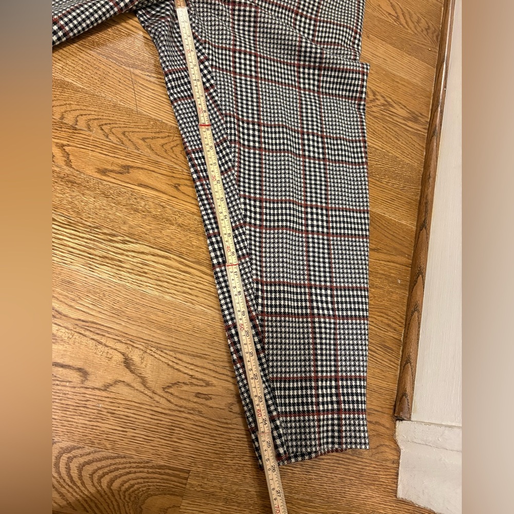 Anthropologie Gray Plaid Ankle Pants with Drawstring Waist - Picture 3 of 6